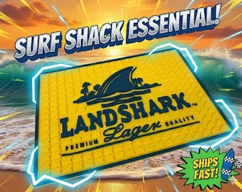Landshark Lager Bar Mat: 12x9" Rubber Spill Drip Mat