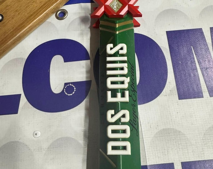 Dos Equis Lager Especial Beer Tap Handle – Green & Gold XX Bar Pull – Used