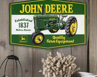 John Deere Tractor Established 1837 Metal Sign 23x15 Farmhouse Garage Barn Decor