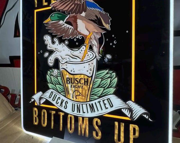 Busch Light Ducks Unlimited LED Sign Feet Down Bottoms Up Rare Lighted Bar Sign 20x17 Mancavedecor