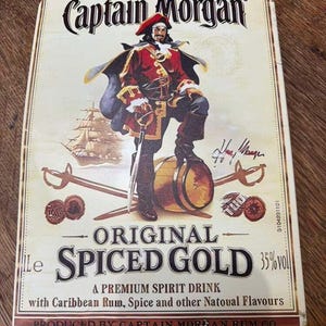 Retro Captain Morgan Rum Tin Sign – Bar, Pub, or Man Cave Decor – 7.87&quot; x 11.8&quot; Metal Wall Sign