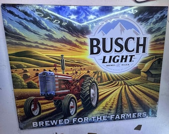 Busch Light Metal Sign 15x12 – Farm Tractor Wall Art – Perfect Beer Gift for Dad, Husband, or Man Cave Decor