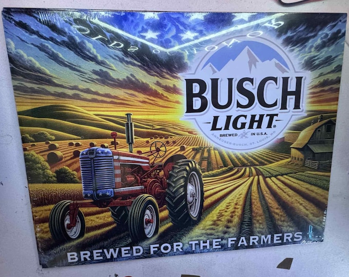 Busch Light Metal Sign 15x12 – Farm Tractor Wall Art – Perfect Beer Gift for Dad, Husband, or Man Cave Decor