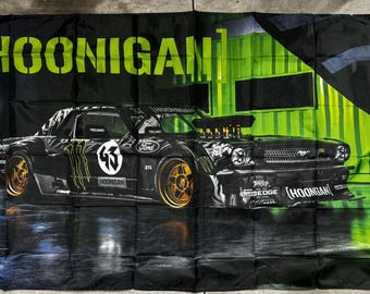 Hoonigan Racing Flag 3x5ft - Garage Wall Art - Man Cave Decoration