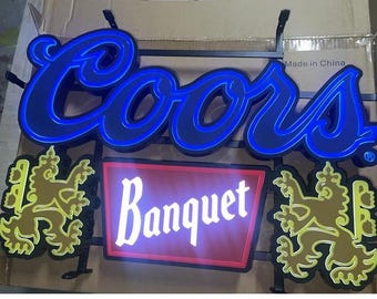 Coors Banquet LED Neon Sign – 17"x24" Light-Up Bar & Man Cave Decor!