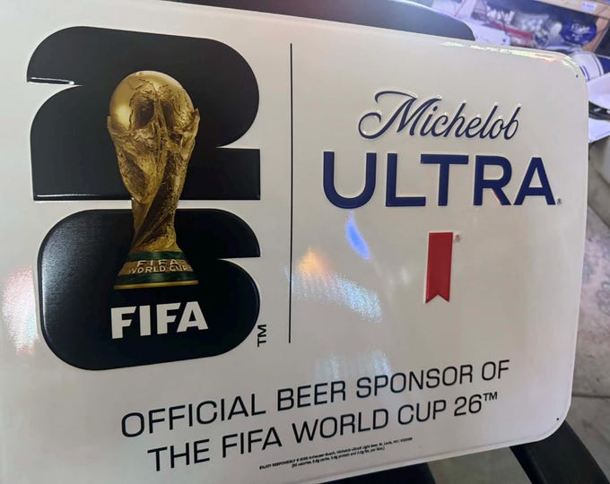 Michelob Ultra FIFA World Cup 26 Sign 24x16 Beer Bar Sign Mancavedecor Soccer Wall Decor