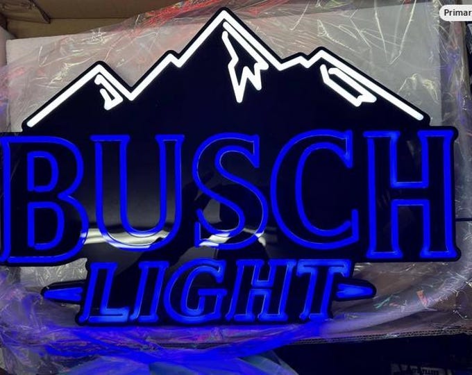 Mountain Style LED Bar Light Sign | Blue & White Alpine Wall Light | Mancave Garage Bar Decor | 22 x 15