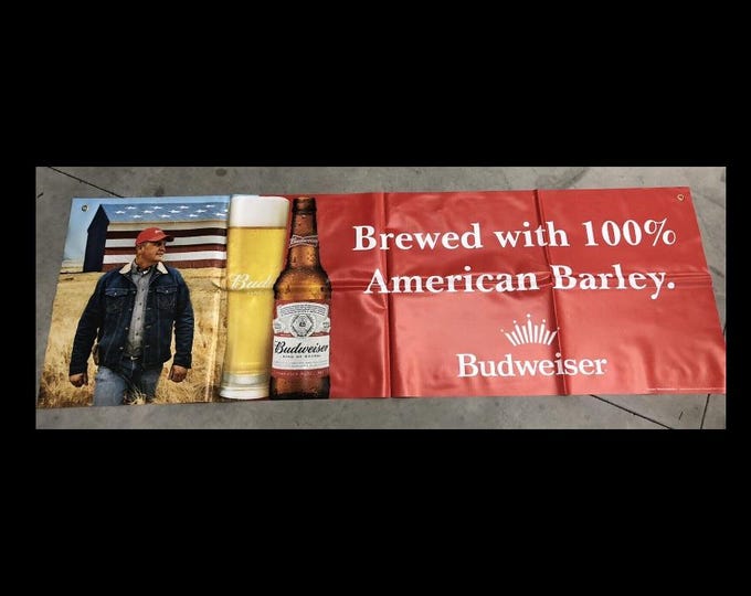 Large Budweiser American Farmer Vinyl Banner – 70" x 24" – Brand New