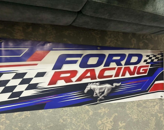 Ford Racing Banner 60x20 Mustang Racing Garage Banner Ford Performance Wall Decor mancavedecor