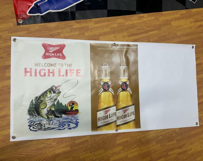 Miller High Life Hunting Banner 24x50 Deer Beer Sign Man Cave Decor Garage Wall Banner Hunting Cabin Decor