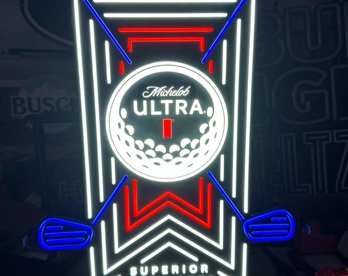 Michelob Ultra Golf LED Sign: Animated Beer & Golf Decor (24"x19")