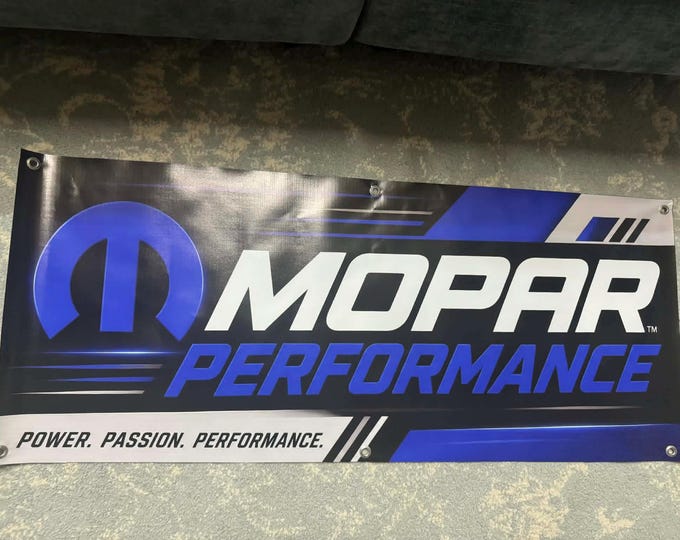 Mopar Performance Banner 48x20 Dodge Garage Decor Muscle Car Racing Shop Sign mancavedecor