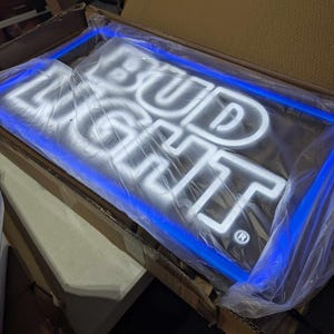 NOS Bud Light Beer LED Sign – Bright Bar Sign for Man Cave or Garage Decor