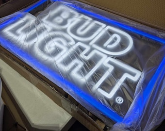 NOS Bud Light Beer LED Sign – Bright Bar Sign for Man Cave or Garage Decor