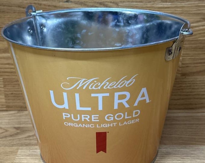 Michelob Ultra Pure Gold Metal Ice Bucket | Licensed Beer Bucket | Bar & Party Decor