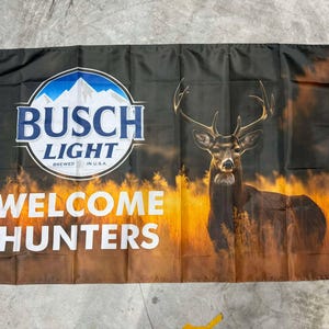 Banner di benvenuto per cacciatori di birra con logo leggero Busch/Busch 3 x 5 piedi