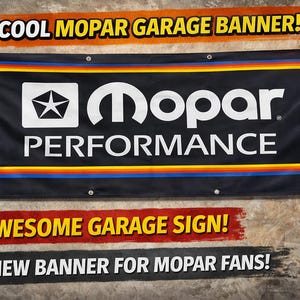 Mopar Racing Banner 7 x 2,5 m | Mann Höhle Garage Dekor | Muskel-Auto-Rennsport-Wandbanner | Aufführung Shop Decor