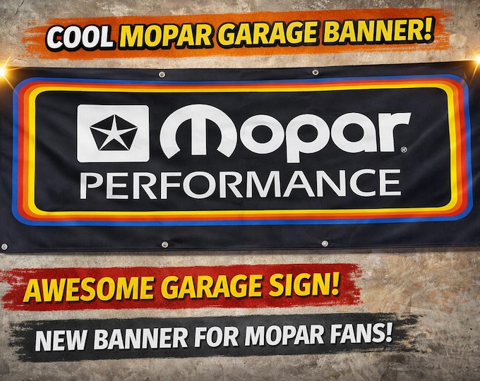 Mopar Racing Banner 2x8ft | Man Cave Garage Decor | Muscle Car Racing Wall Banner | Performance Shop Decor