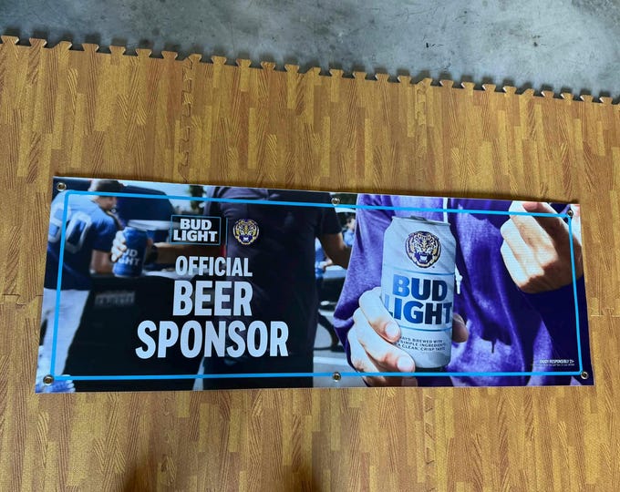 Bud Light Official Beer Sponsor Banner | College Sports Bar Vinyl Sign | 50” x 18”