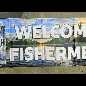 Busch Light Welcome Fishermen Banner: Vinyl Bar, Cabin, Man Cave