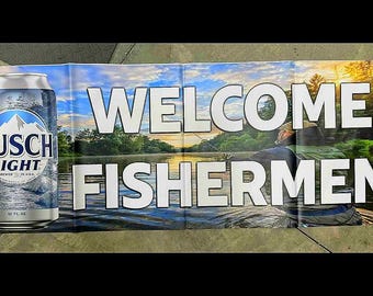 Busch Light Fishing Life Aluminum Can Sign - Dimensions - 14 in X