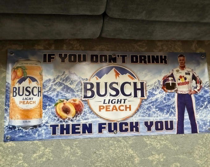 Light Peach Ricky Bobby Banner 48x20 Funny Beer Garage Decor Talladega Nights mancavedecor