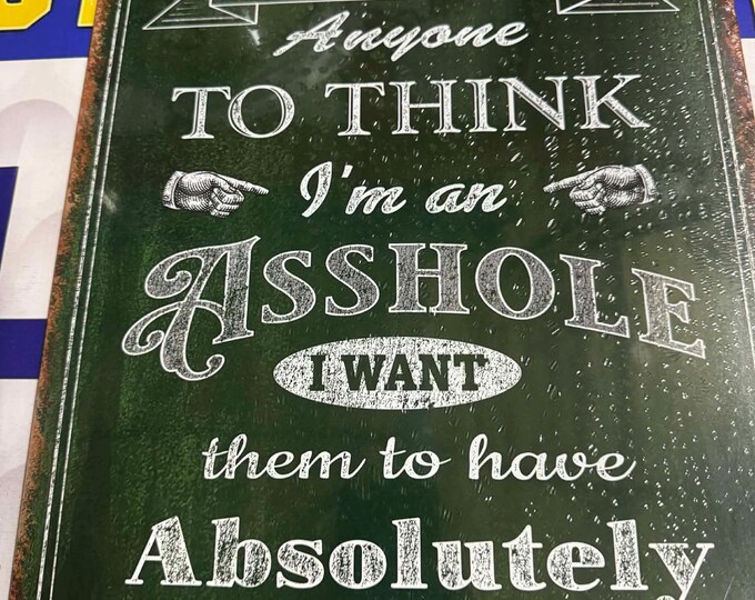 Funny Bar Sign Asshole Quote Tin Sign 16"x12.5" Humor Mancavedecor Bar Wall Decor