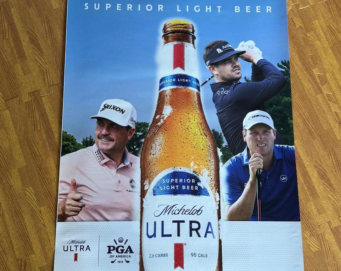 Michelob Ultra Golf Banner Beer Bar Wall Decor PGA Mancave Garage Vinyl Sign 24x36