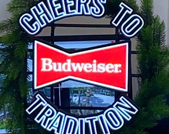 NOS Budweiser "Cheers to the Holidays" LED Sign 21"x21" - Brand New!