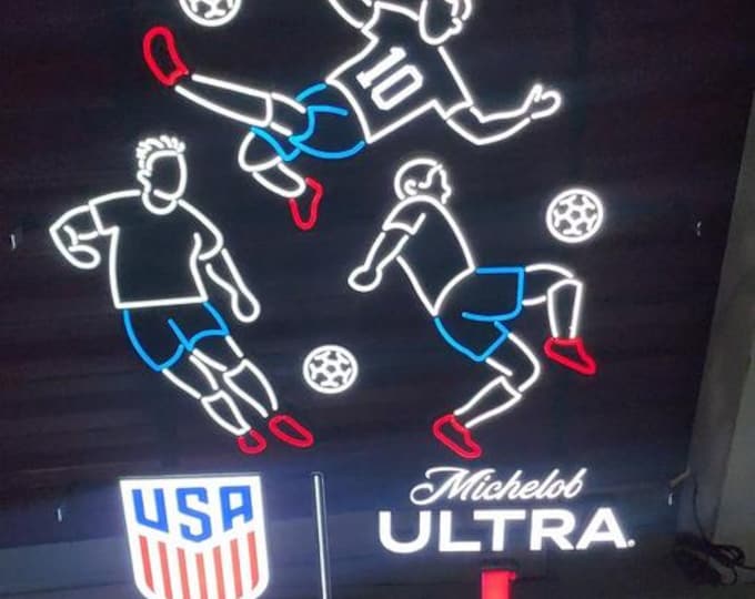 Michelob Ultra Soccer LED Sign 28x37 Motion Light Beer Sign Bar Decor Man Cave Wall Light Neon Style Sports Decor