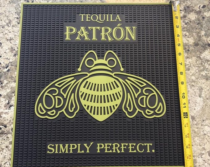 Patrón Tequila Bar Mat: Rubber Spill Mat with Bee Logo
