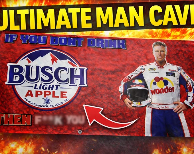 Light Apple Racing Banner 48x20 Funny Garage Bar Mancavedecor Wall Decor