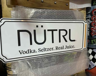 Nutrl Orange Tin Tacker Sign – 24"x10" – Metal Bar Decor – New