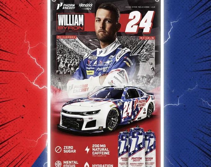 William Byron #24 NASCAR Racing Banner 24x36 Vinyl Garage Decor | Hendrick Motorsports Racing Wall Decor Mancave Decor NASCAR Poster Banner