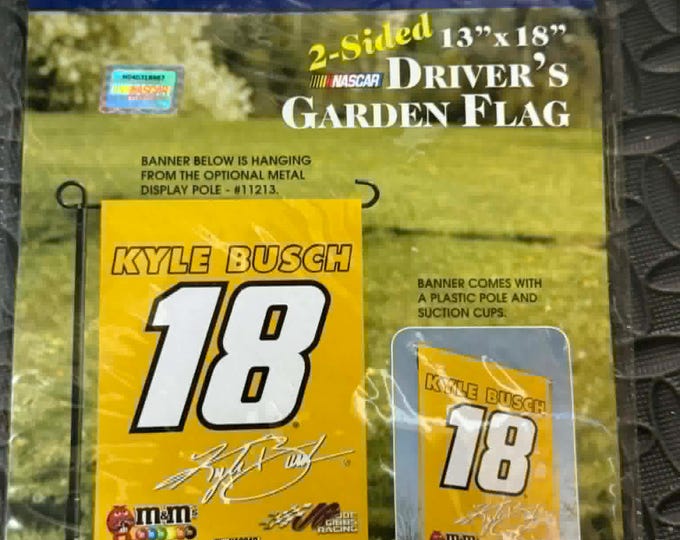 Rare Kyle Busch #18 NASCAR Double-Sided Garden Flag 13x18 M&M's Racing Yard Flag, mancavedecor