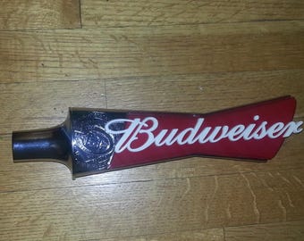 Vintage Budweiser Double Sided Beer Tap Handle - Authentic Bar Decor