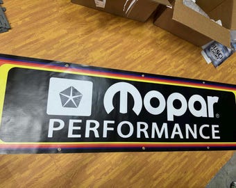 Mopar Performance Banner 24x96 Dodge Chrysler Racing Garage Mancave Wall Decor