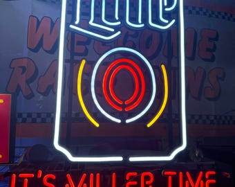 Lite Miller Time Beer LED Sign  2020 Edition (25”W x 35”H) – Man Cave Must-Have!