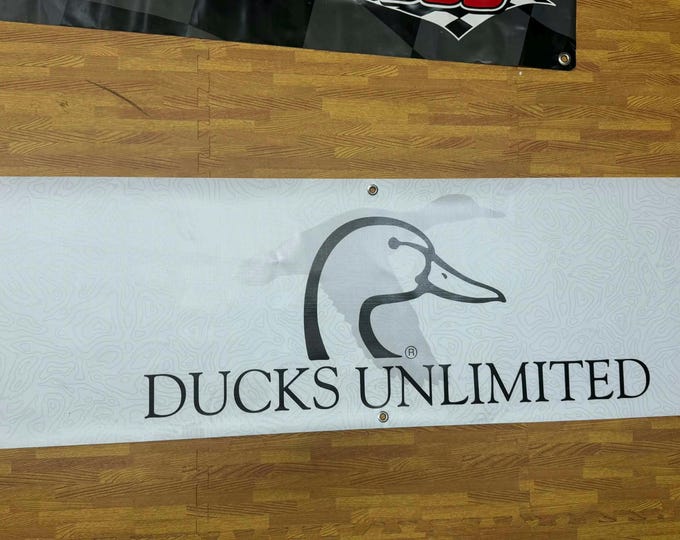 Ducks Unlimited Banner 60x18 Hunting Decor Duck Hunting Sign Man Cave Decor Garage Wall Banner Outdoor Cabin Decor