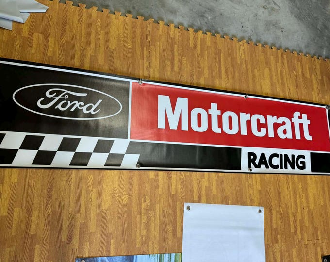 Ford Motorcraft Racing Banner – 75" x 18" – Heavy Vinyl – New Garage Mancave Decor