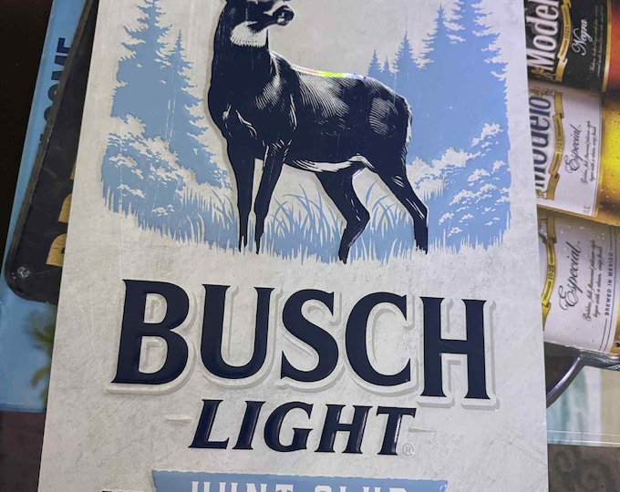 Rare Busch Light Hunt Club Metal Sign: Deer Hunting Decor