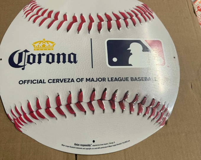 Corona MLB Baseball Metal Sign 17” Round 3D Embossed Beer Sign Sports Bar Mancavedecor Wall Decor