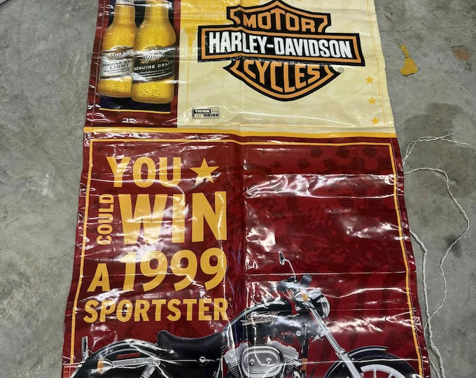 Miller Genuine Draft Harley Davidson Banner 3x6ft | Vintage 1999 Sportster Promo | Man Cave Bar Decor