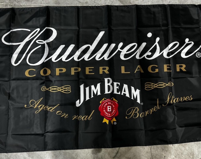Budweiser Copper Lager Jim Beam 3x5 Flag – New Beer Banner Man Cave, Bar, Garage