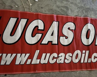 NOS Rare Lucas Oil Banner – 35" x 92" – Large Vintage Plastic Advertising Sign