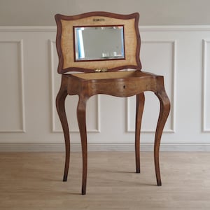 Antique French dressing table in baroque style with mirror made of burl wood vintage dressing table mirror baroque console table small