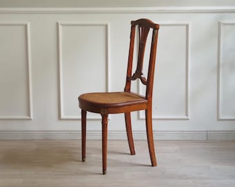 Französischer Louis Seize Stuhl mit Wiener Geflecht Antiker Esszimmerstuhl Vintage Stuhl geflochten aus Frankreich Louis Philippe Empire