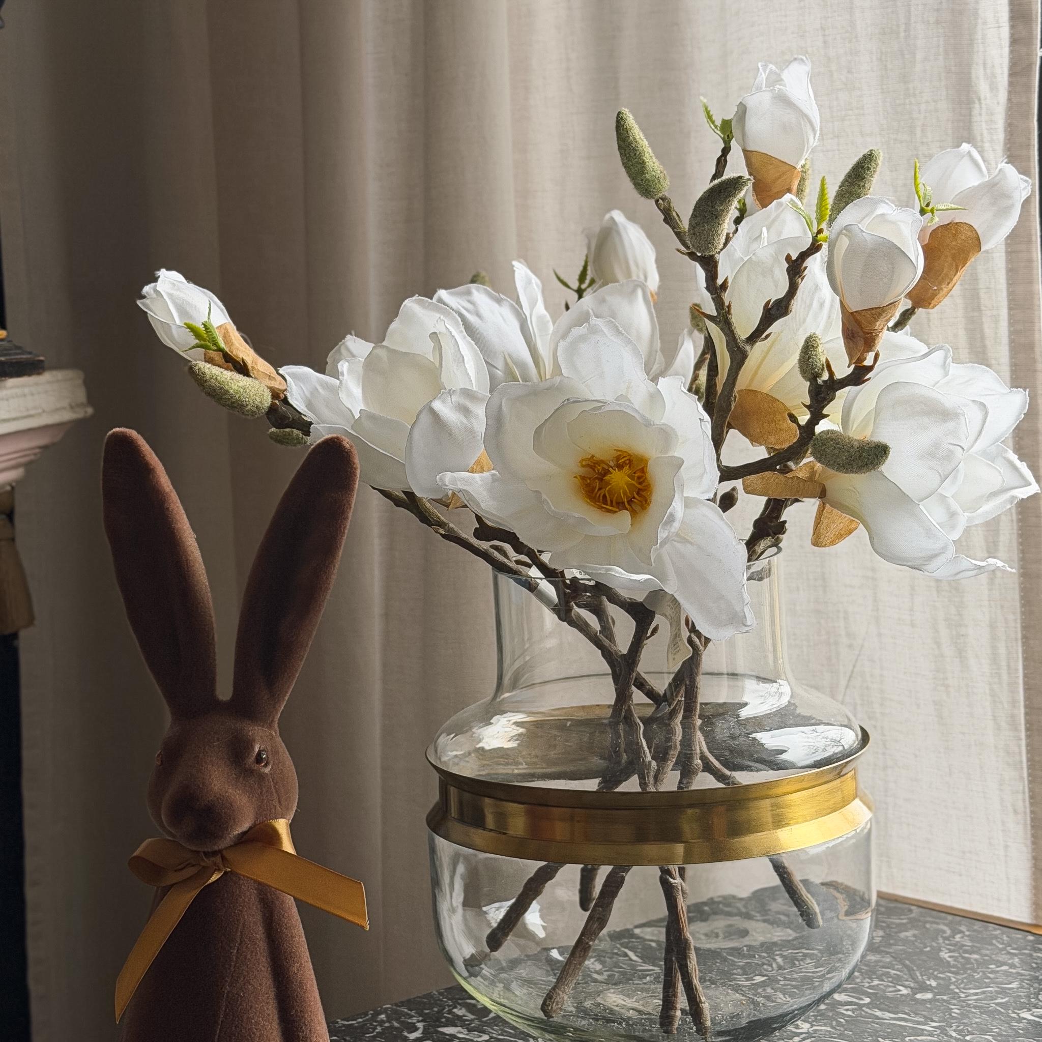 Lebensechter Magnolien-Blumenstrau 20 Kpfe Lila  Knstliche Blumen Deko  43 Cm