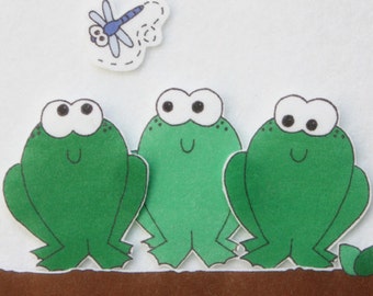 5 Speckled Frogs - ePattern for Print and Play Felt Figures