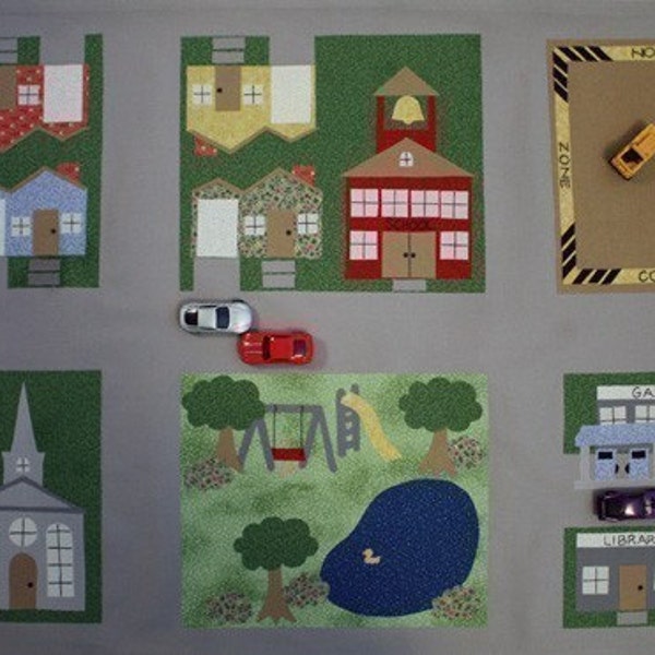 Toy Car Town Neighborhood - ePattern for a Toy Car Play Mat